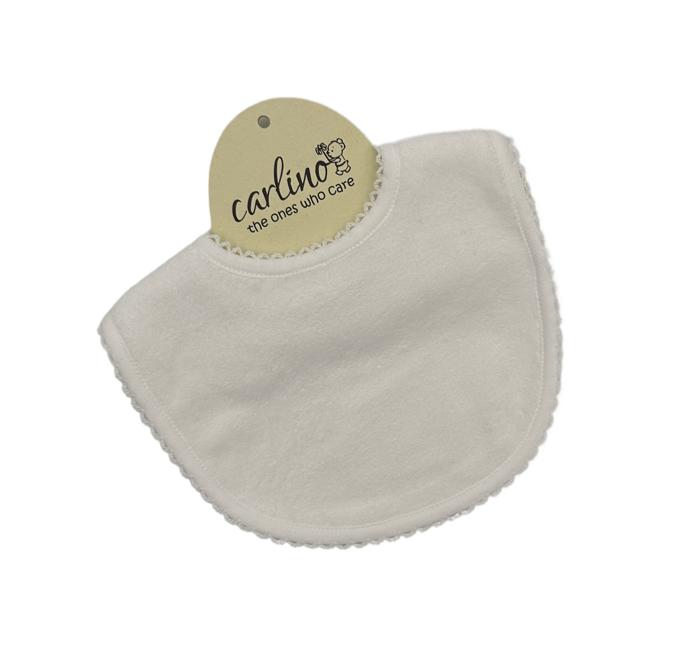 Carlino Picot Trim White Terry Bib