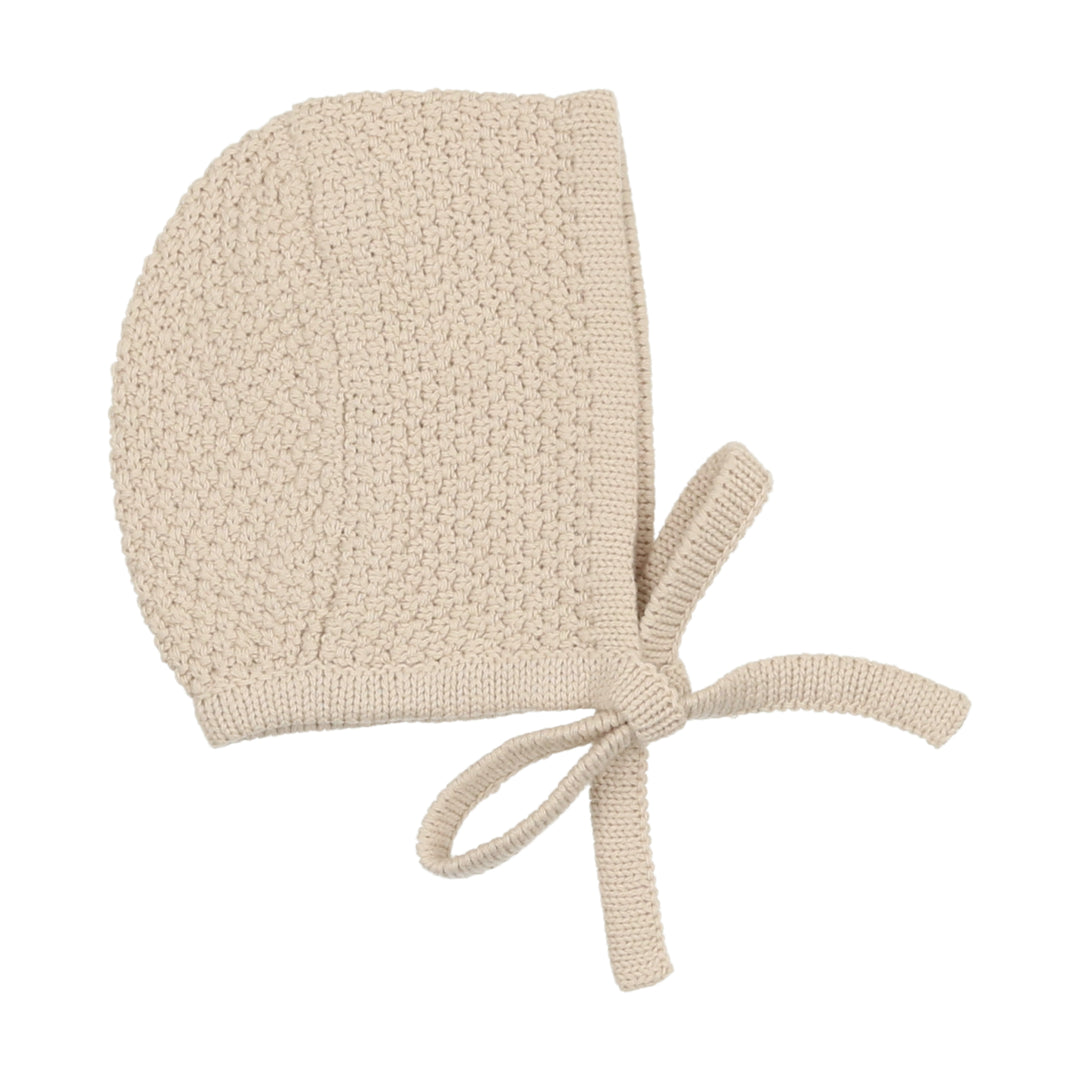 Tan knit Bow Footie & Bonnet Tan knit Bow Footie & Bonnet