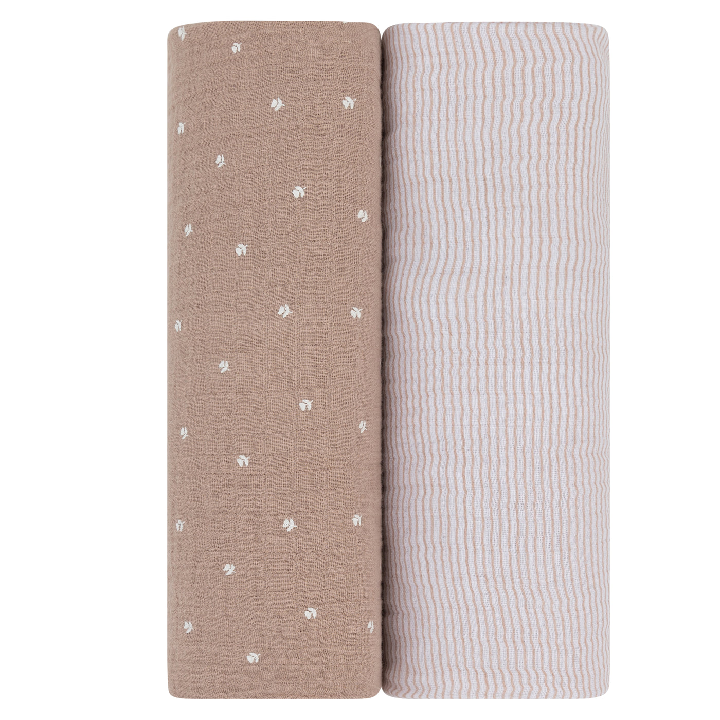 Ely's & Co. Muslin Swaddle Two Pack - Mauve Tulip/Stripe Collection