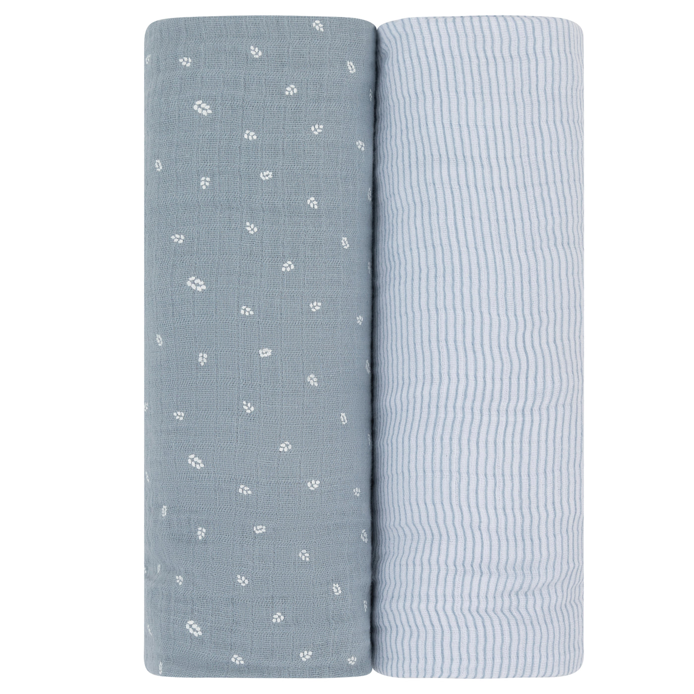 Ely's & Co. Muslin Swaddle Two Pack - Blue Leaf /Stripes Collection