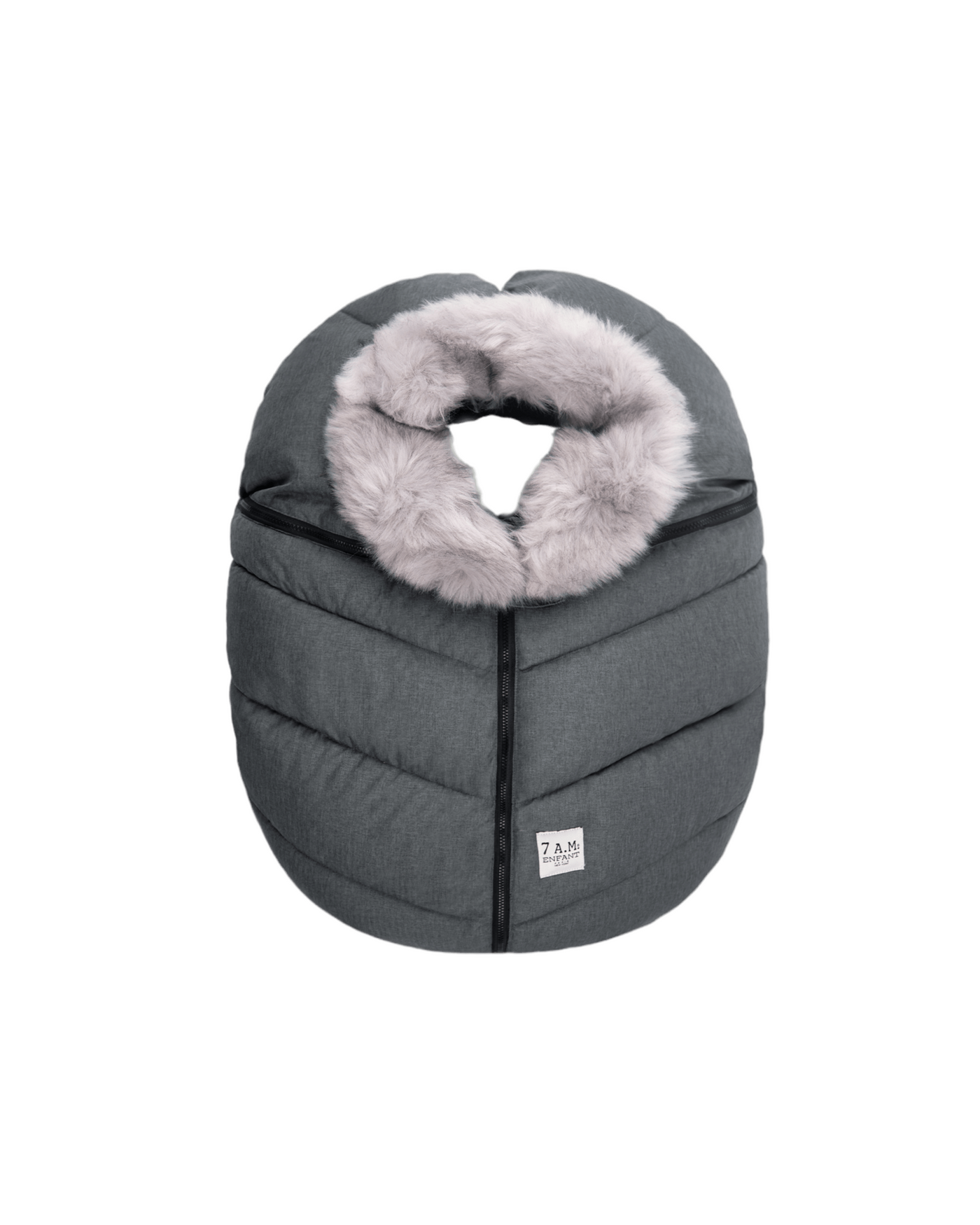 7AM Enfant Car Seat Cocoon - Tundra - Heather Grey/Dark Faux Fur 0-12M