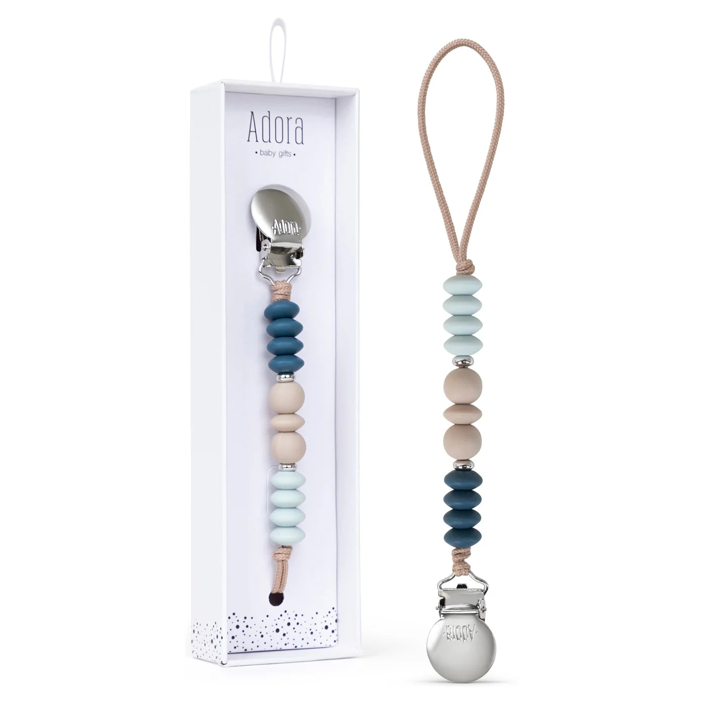 Adora Pacifier Clip - Denim Trio