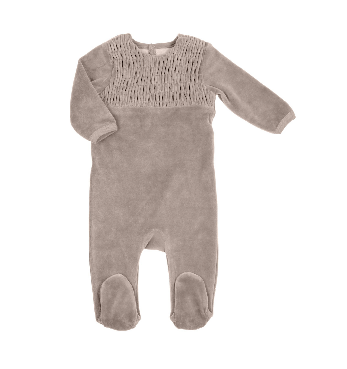 Mon Tresor Count of Smocking Taupe Velour Footie