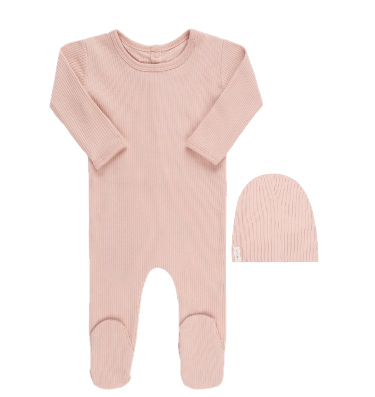 Ely's & Co. Ribbed Solid Collection Blush Footie with Beanie