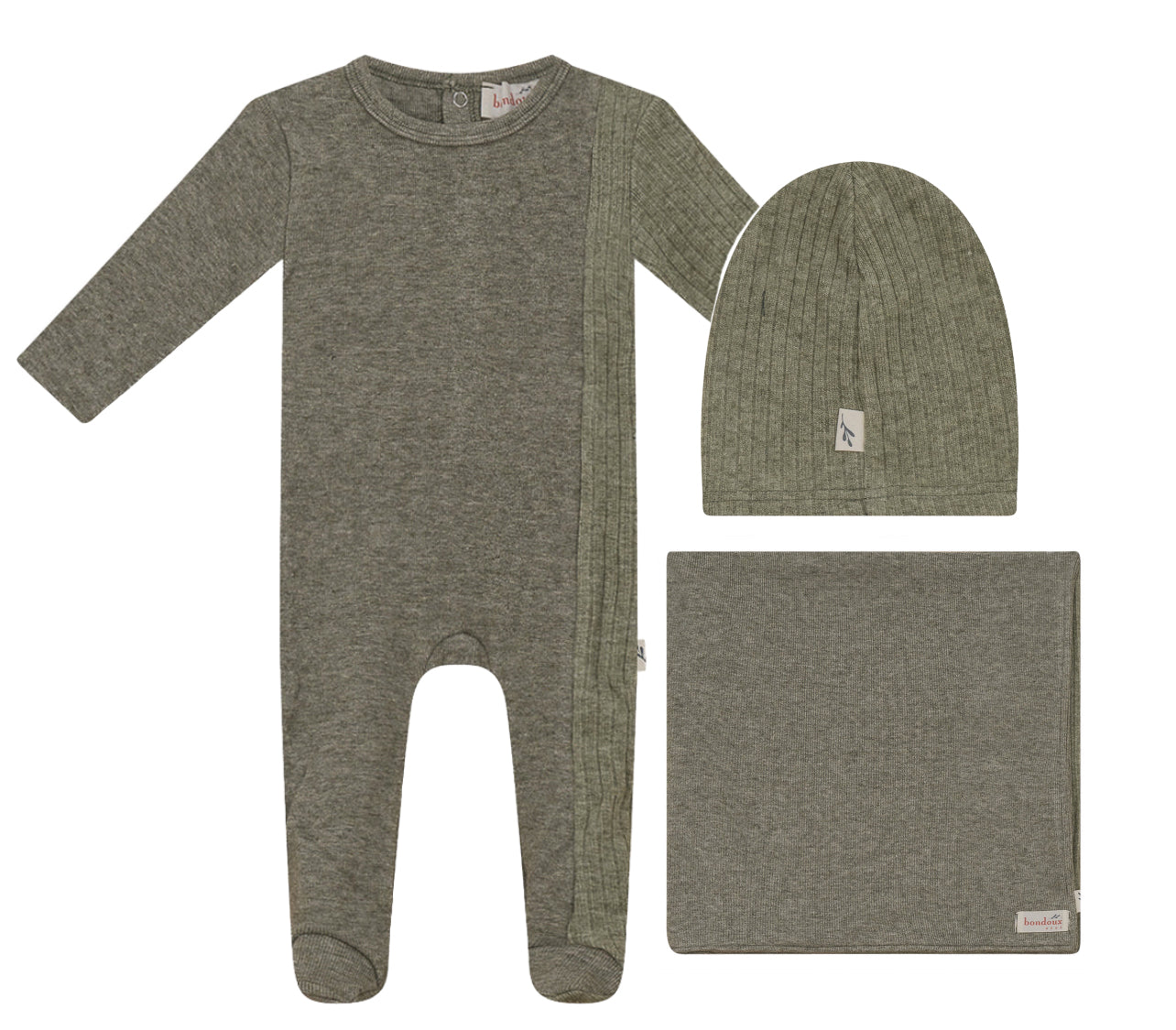 Bondoux Bebe Olive Knit Three Piece Set