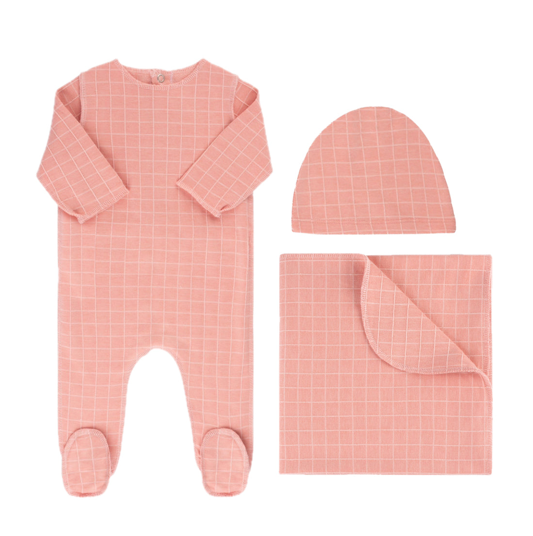 Tricot Bebe Checkered Rose Three Piece Set