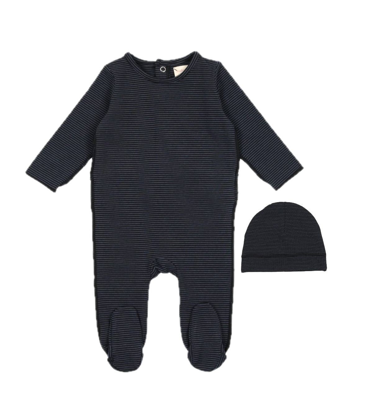 Analogie Tiny Stripe Black/Midnight Footie with Beanie