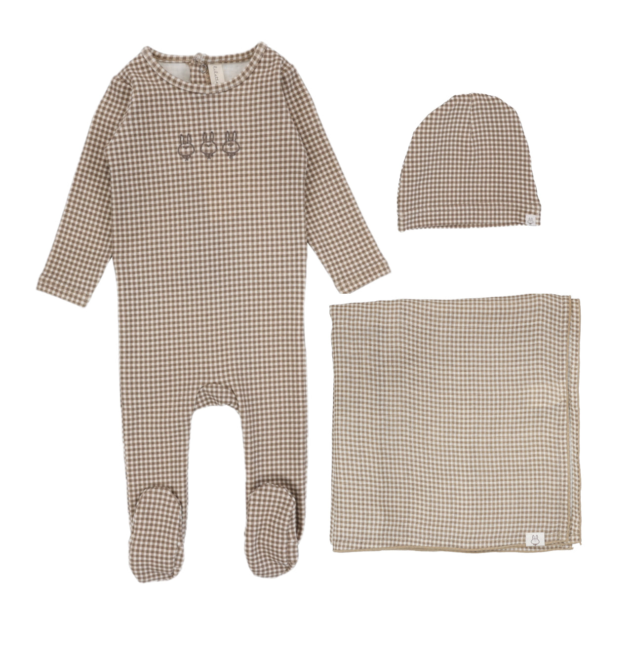 Lilette Gingham Bunny Oatmeal Three Piece Set