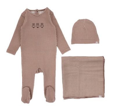 Lilette Gingham Bunny Plum Three Piece Set