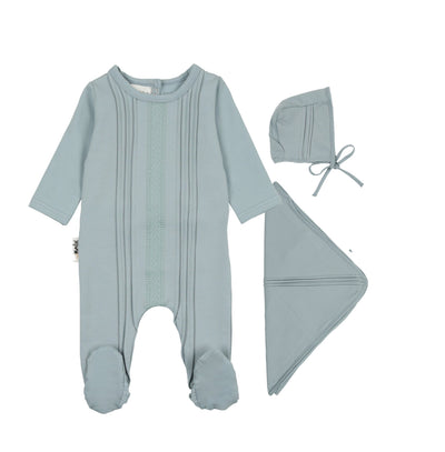 Maniere Tiny Tucks Sky Blue Three Piece Set