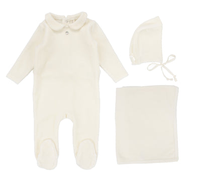 Lilette Cream Velour Collar Three Piece Set