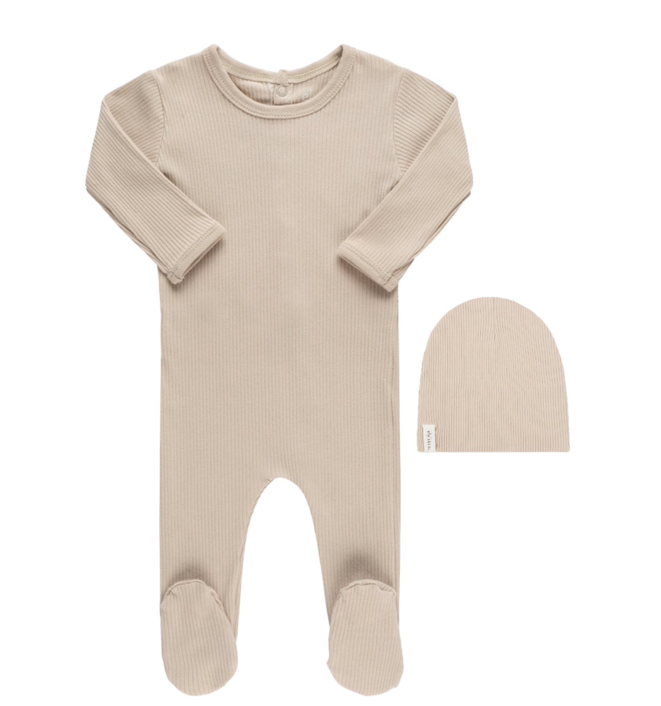 Ely's & Co. Ribbed Solid Collection Tan Footie with Beanie