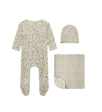 Adee Meadow Ivory/Blue Cotton Rib Three Piece Set