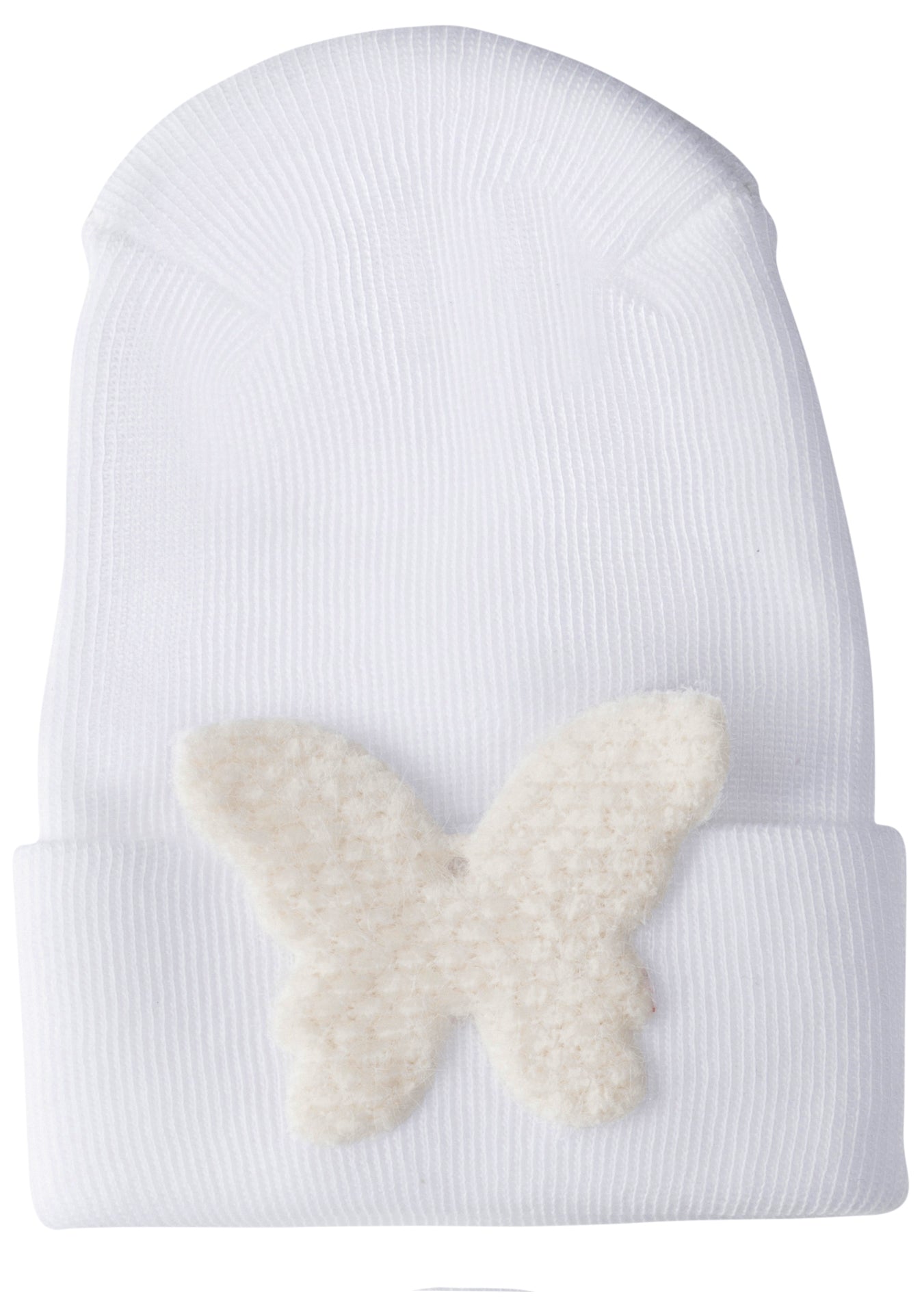 Adora Hospital Hat - Fuzzy Ivory Butterfly