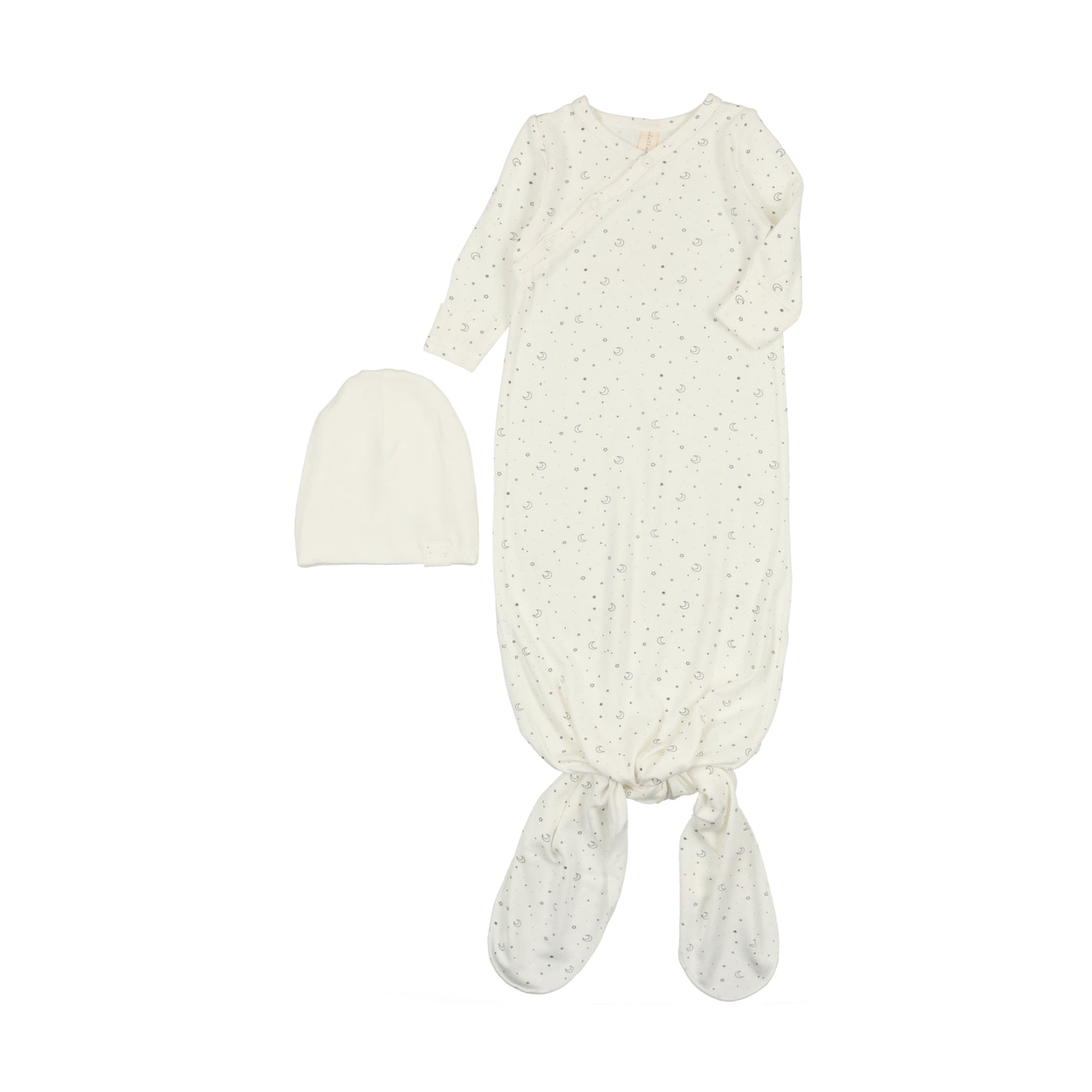 Lilette Starry Night White/Steel Gown/Knot Hat/Blanket Set
