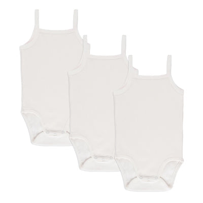 Ely's & Co. Three Pack Spaghetti Strap Straight Edge Ribbed White Undershirts