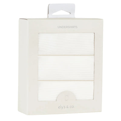 Ely's & Co. Three Pack Spaghetti Strap Straight Edge Ribbed White Undershirts