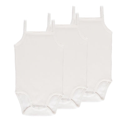 Ely's & Co. Three Pack Spaghetti Strap Scallopped Edge Ribbed White Undershirts