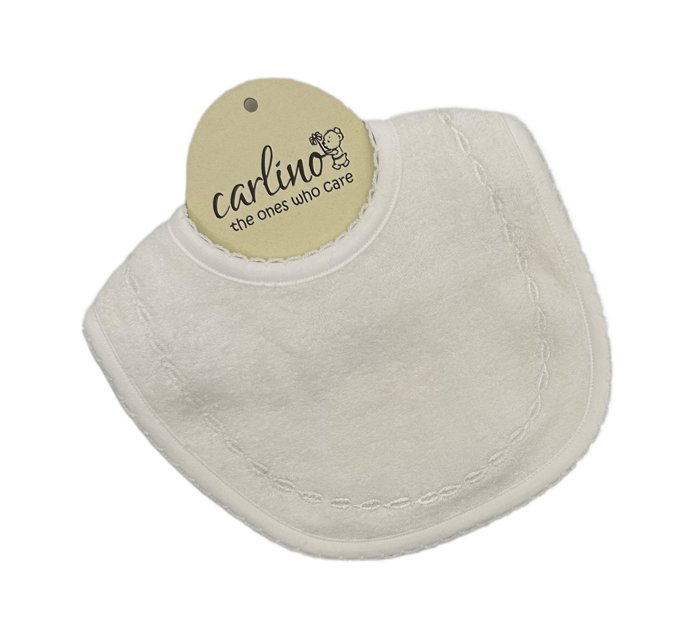 Carlino Leaf Embroidery White/White Terry Bib