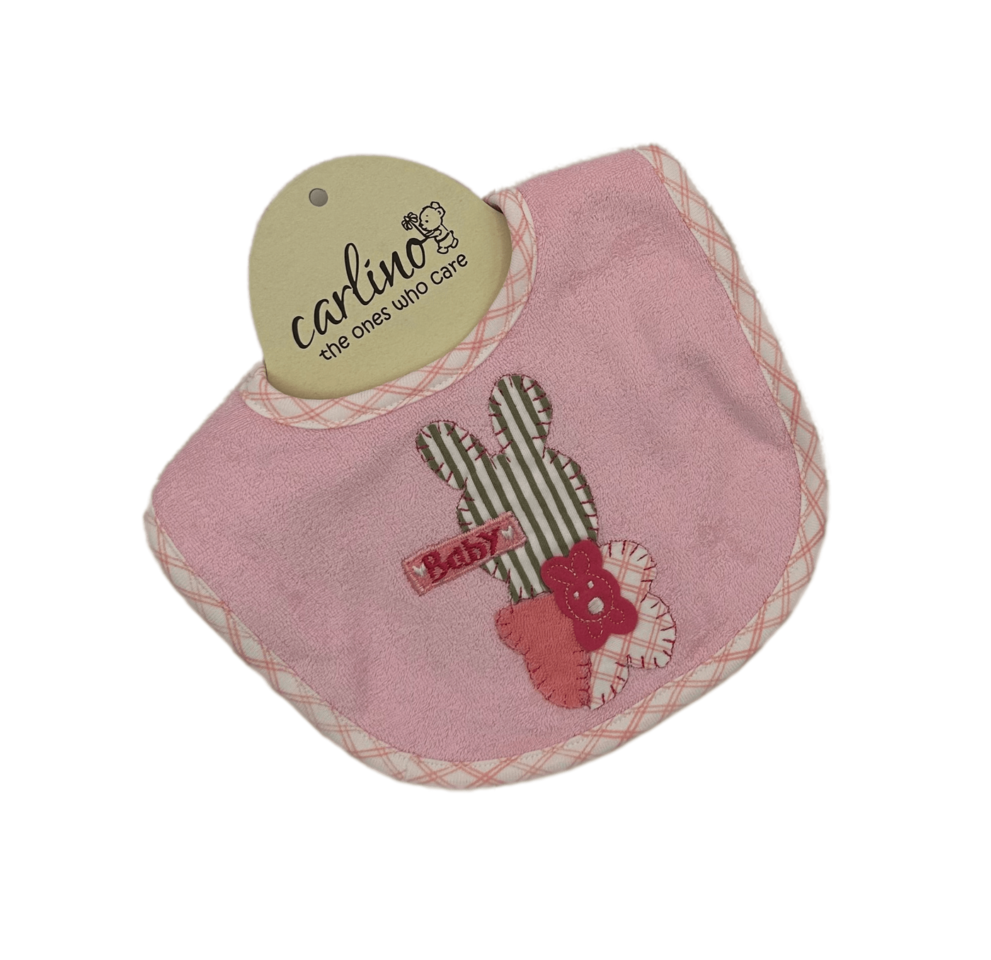 Carlino Rabbit Pink Terry Bib