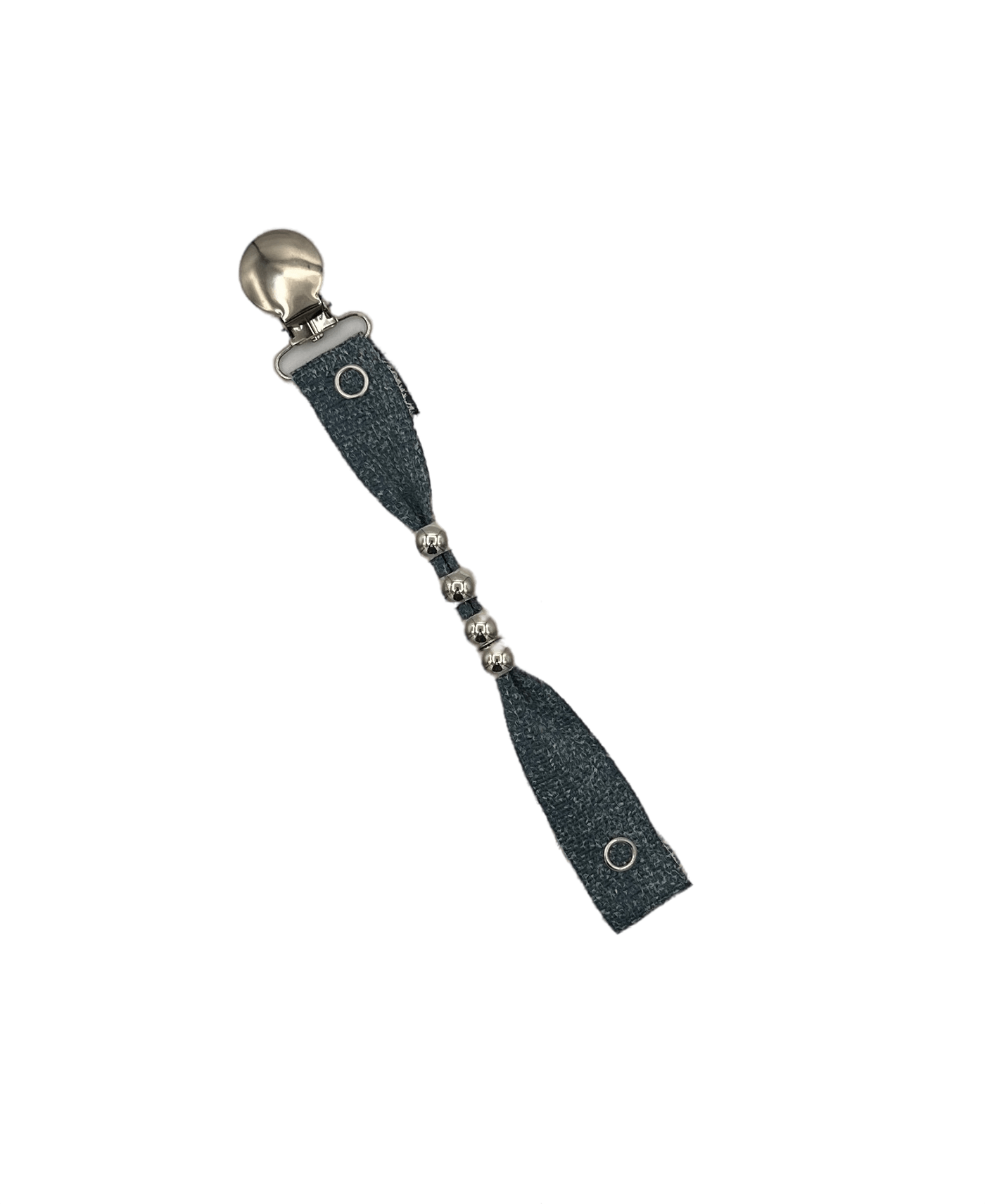 Baby-O Ribbon Pacifier Clip - Denim/Silver Beads