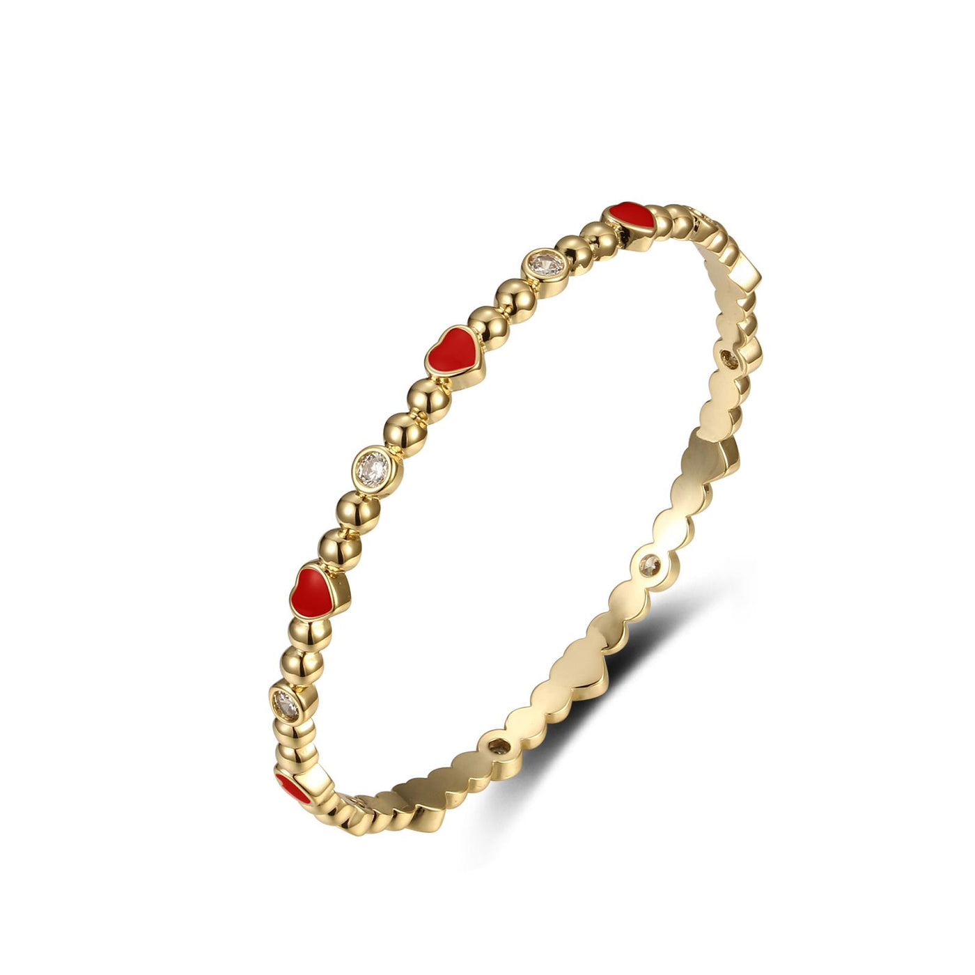 My Little Jewel Gold/Red Bangle Crystal Heart Collection