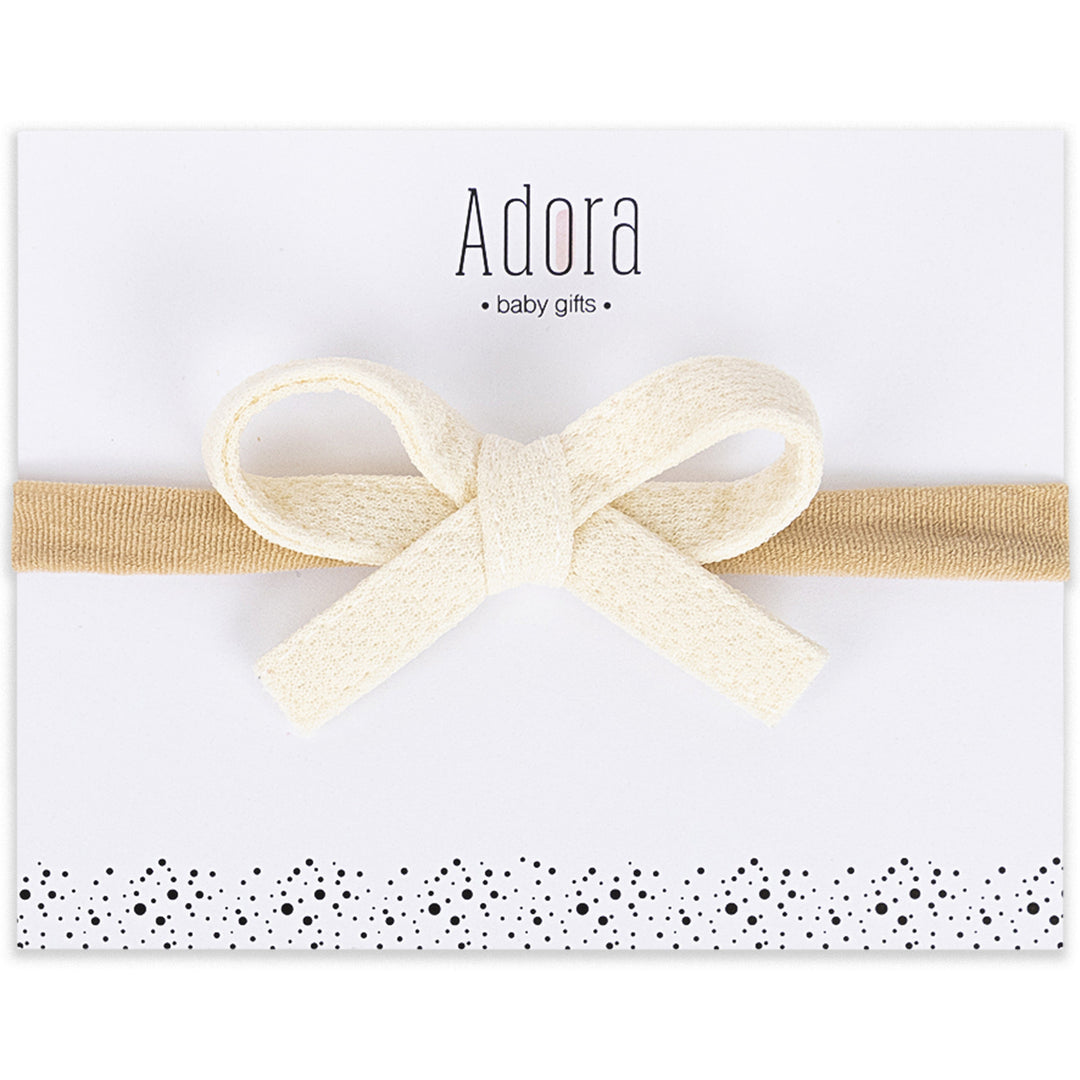 Adora Baby Headband - Mini Waffle Ivory Bow