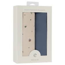 Ely's & Co. Muslin Swaddle Two Pack - Blue Garden Flower Collection