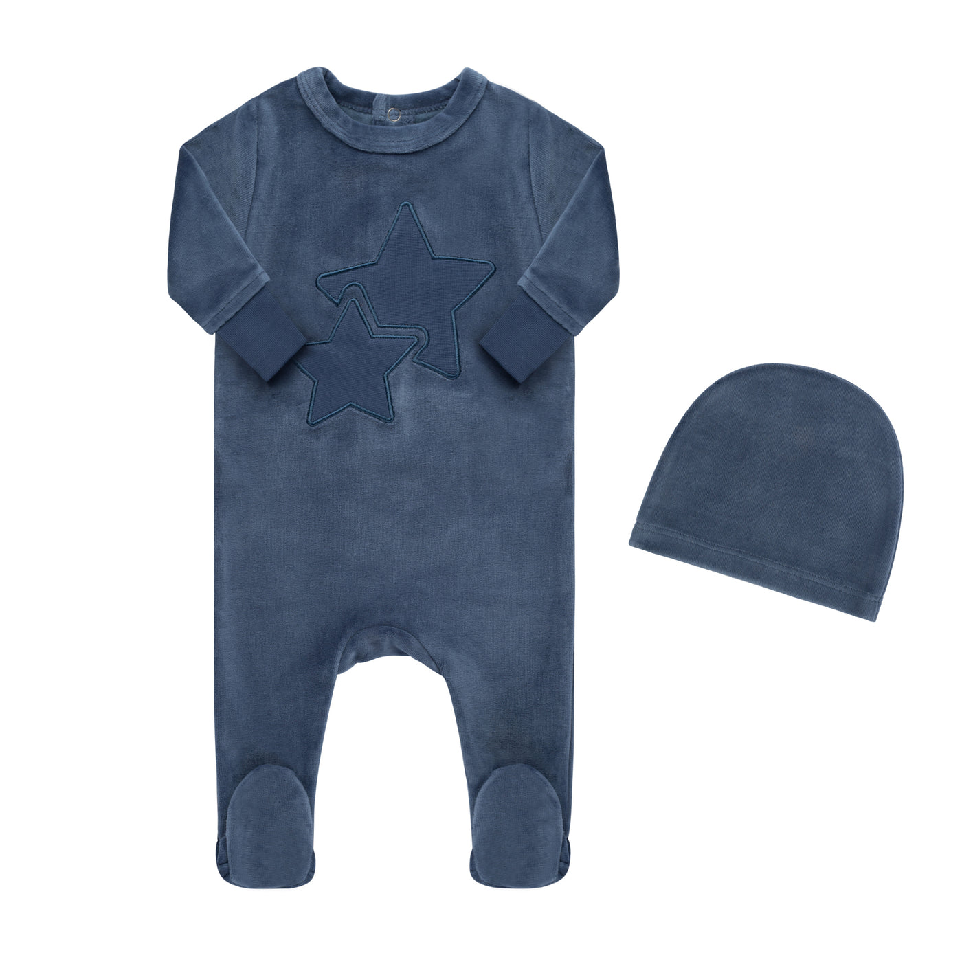 Tricot Bebe Stars Navy Velour Footie With Beanie