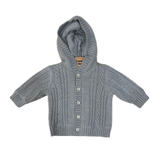 Emile et Rose Grey Cable Knit Hooded Lined Sweater