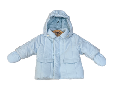 Emile et Rose Light Blue Faux Pockets Puffy Coat With Mittens