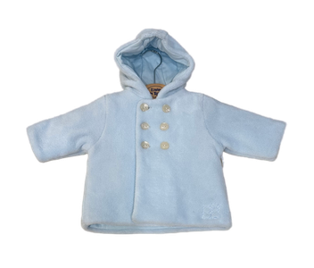 Emile et Rose Light Blue Iridescent Button Furry Jacket