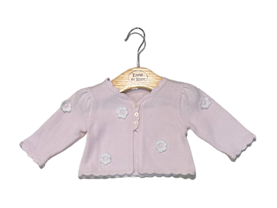 Emile et Rose Flower Applique Pink Knit Sweater