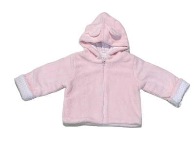 Angel Dear Furry Pink Hooded Jacket With White/Pink Dot Lining