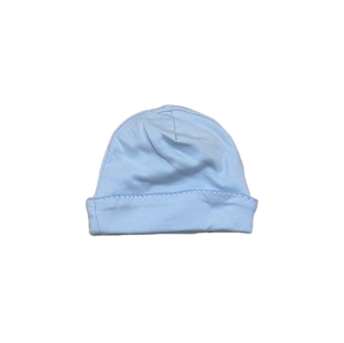 Hide n Seek Blue Cotton Beanie with Blue Picot Trim