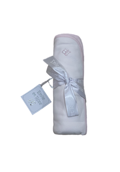 Emile et Rose  Pink/White Double Sided Receiving Blanket