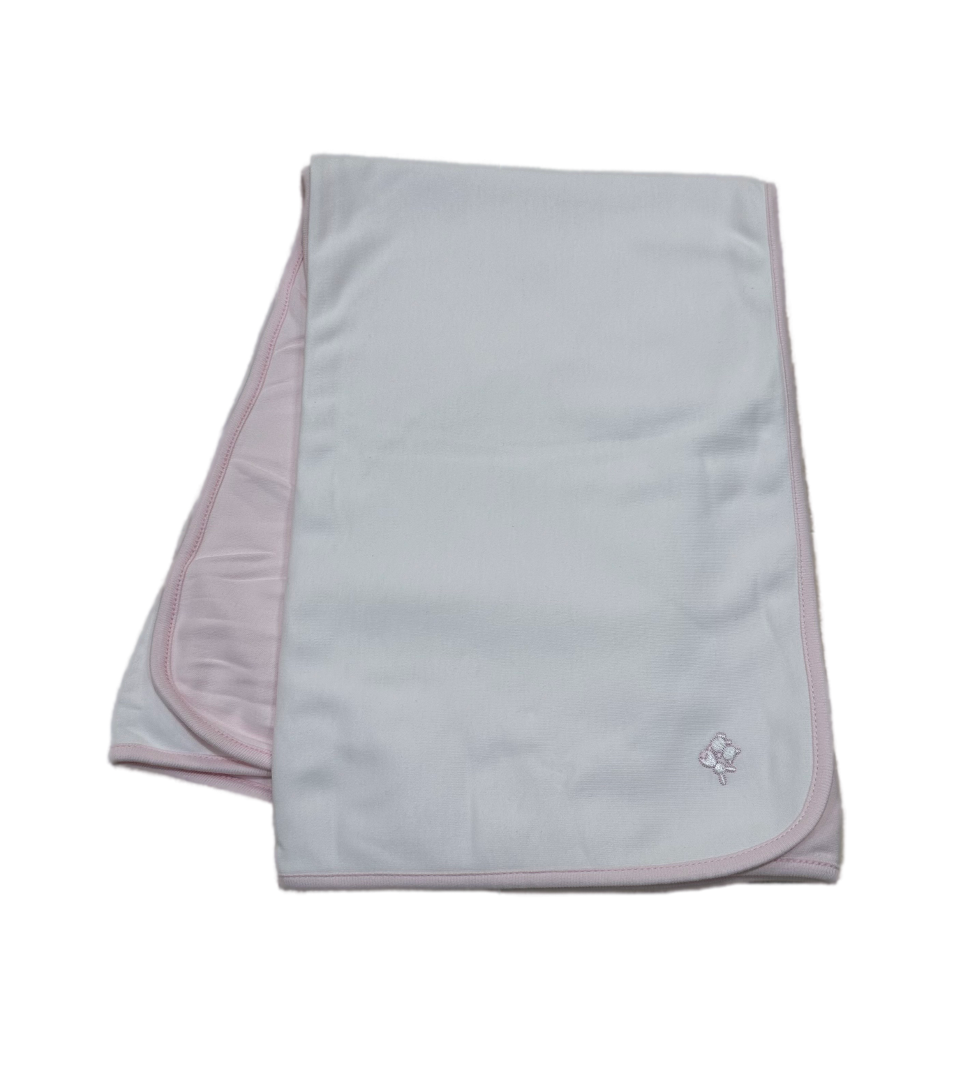 Emile et Rose  Pink/White Double Sided Receiving Blanket