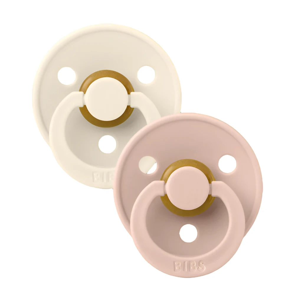 Bibs Two Pack Round Latex Ivory/Blush Pacifiers