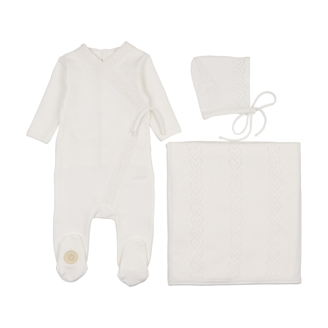 Ivory Knot Wrap Footie & Bonnet
