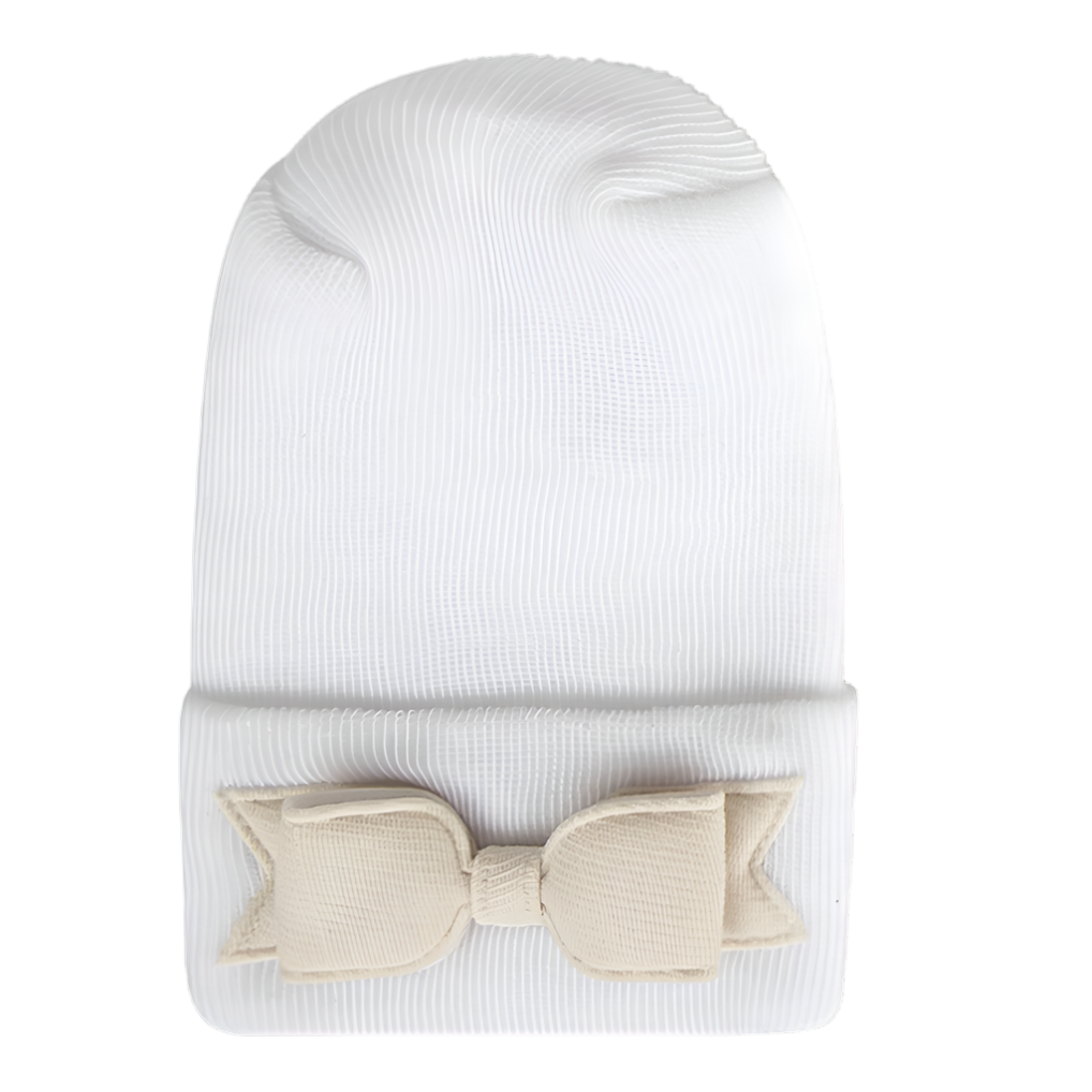 Adora Hospital Hat - Linen Cream Bow