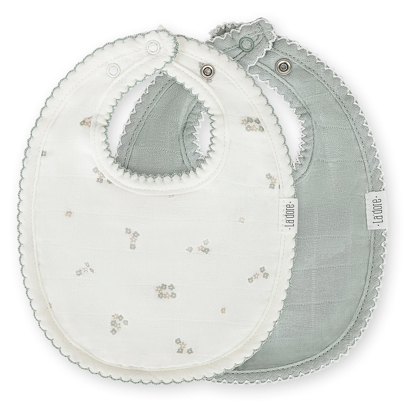 Adora Two Pack Muslin Bibs - Sage Mini Floral Collection