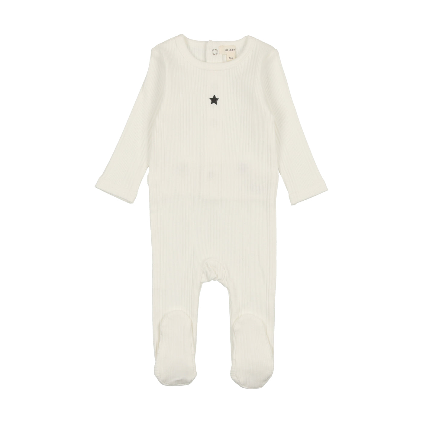 Lil Legs Multirib Star Winter White Footie with Bonnet