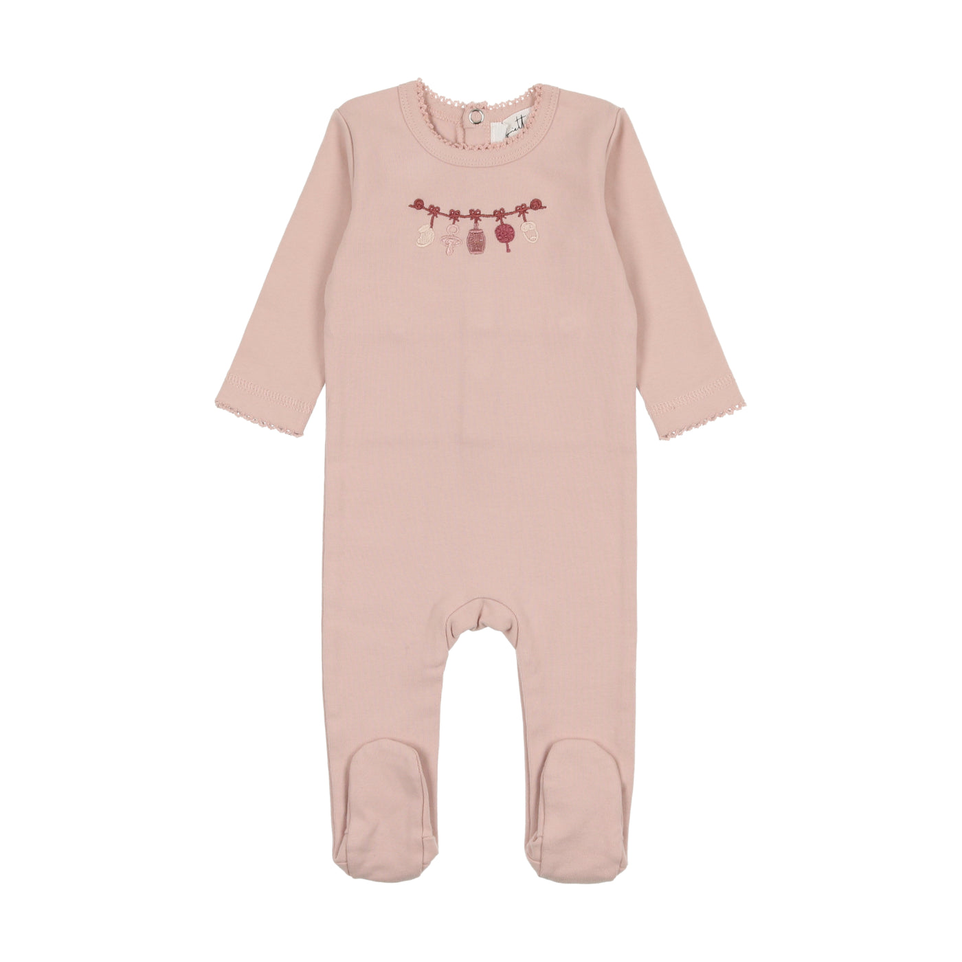 Bonette by Bopop Embroidered Clothes Line Collection Pink Footie