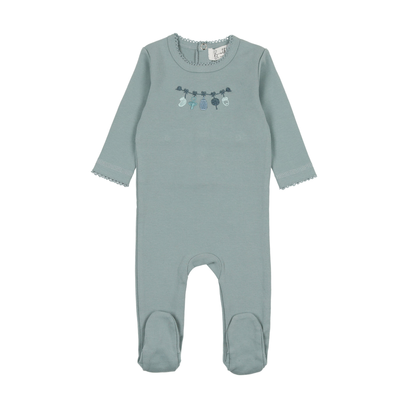 Bonette by Bopop Embroidered Clothes Line Collection Blue Footie