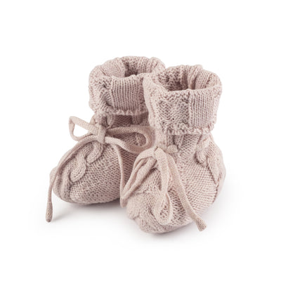 Pippin Cashmere Feel Cableknit Blush Bonnet/Booties/Blanket Giftset
