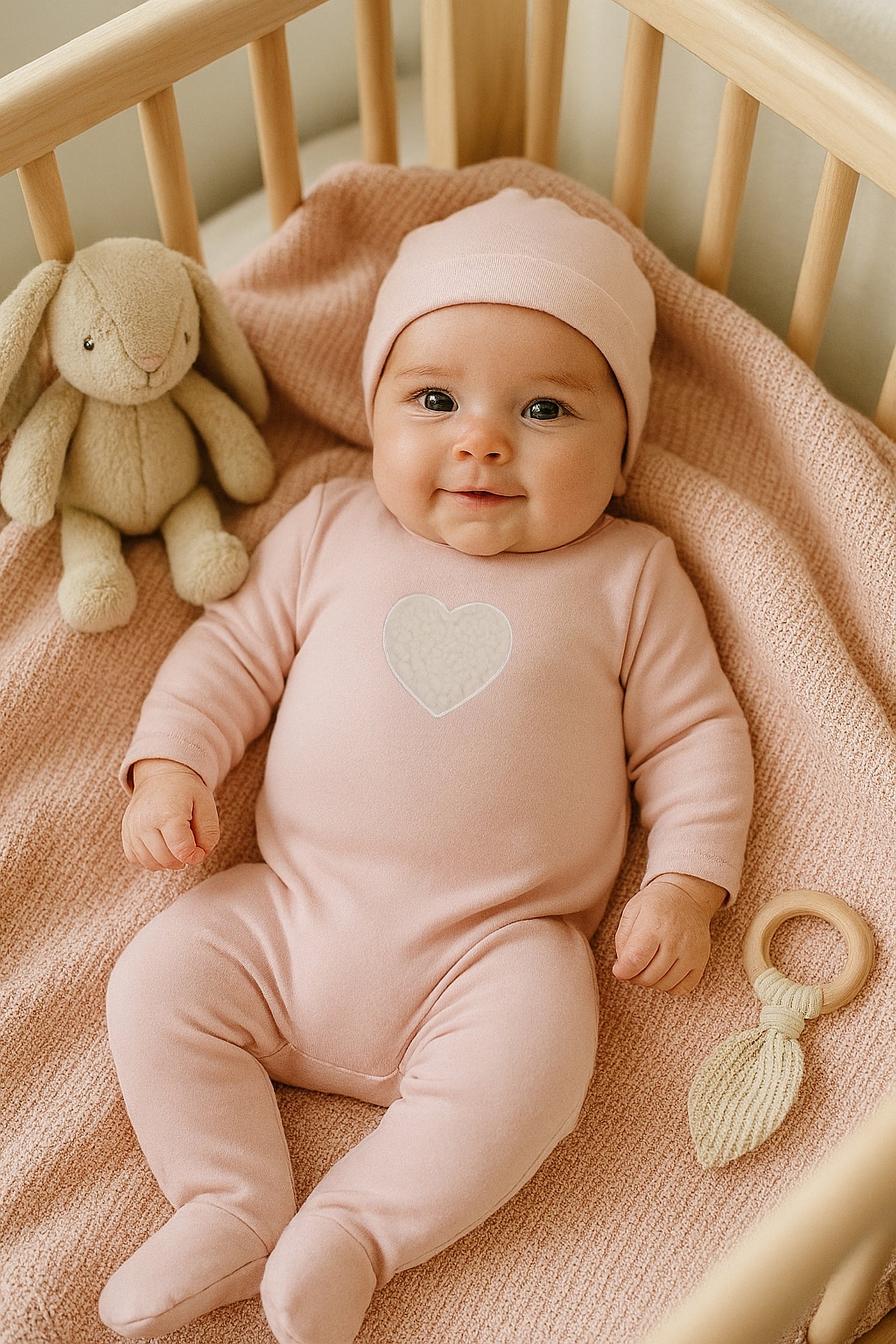 Maniere Sherpa Heart Cotton Dusty Mauve Three Piece Set