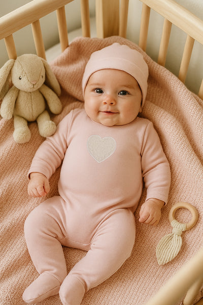 Maniere Sherpa Heart Cotton Dusty Mauve Three Piece Set