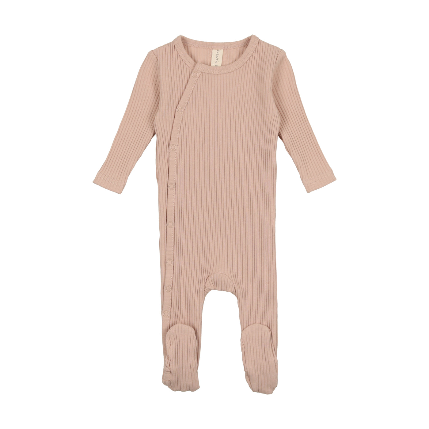 Lilette Slide Snap Ribbed Blush Footie with Beanie