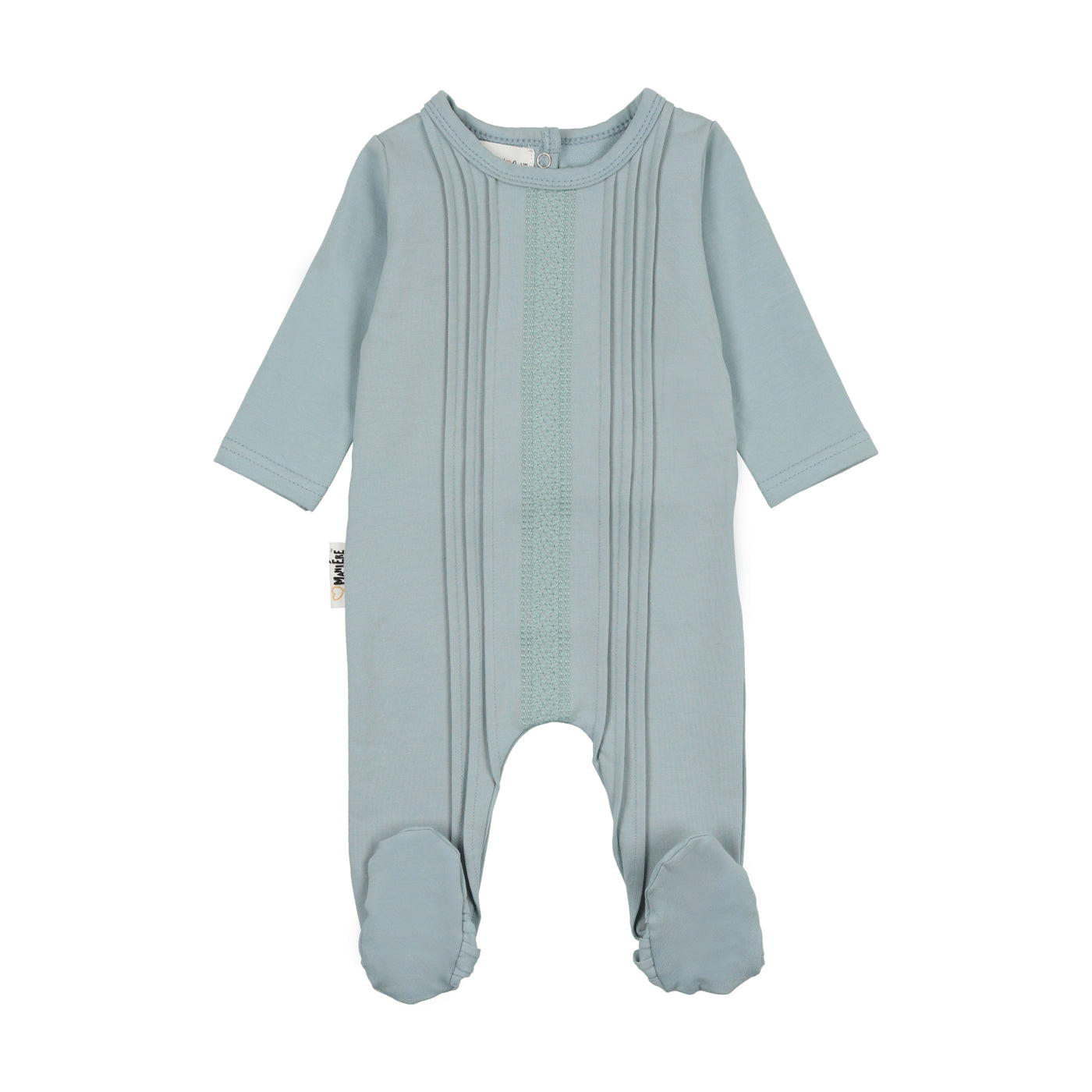 Maniere Tiny Tucks Sky Blue Footie & Bonnet