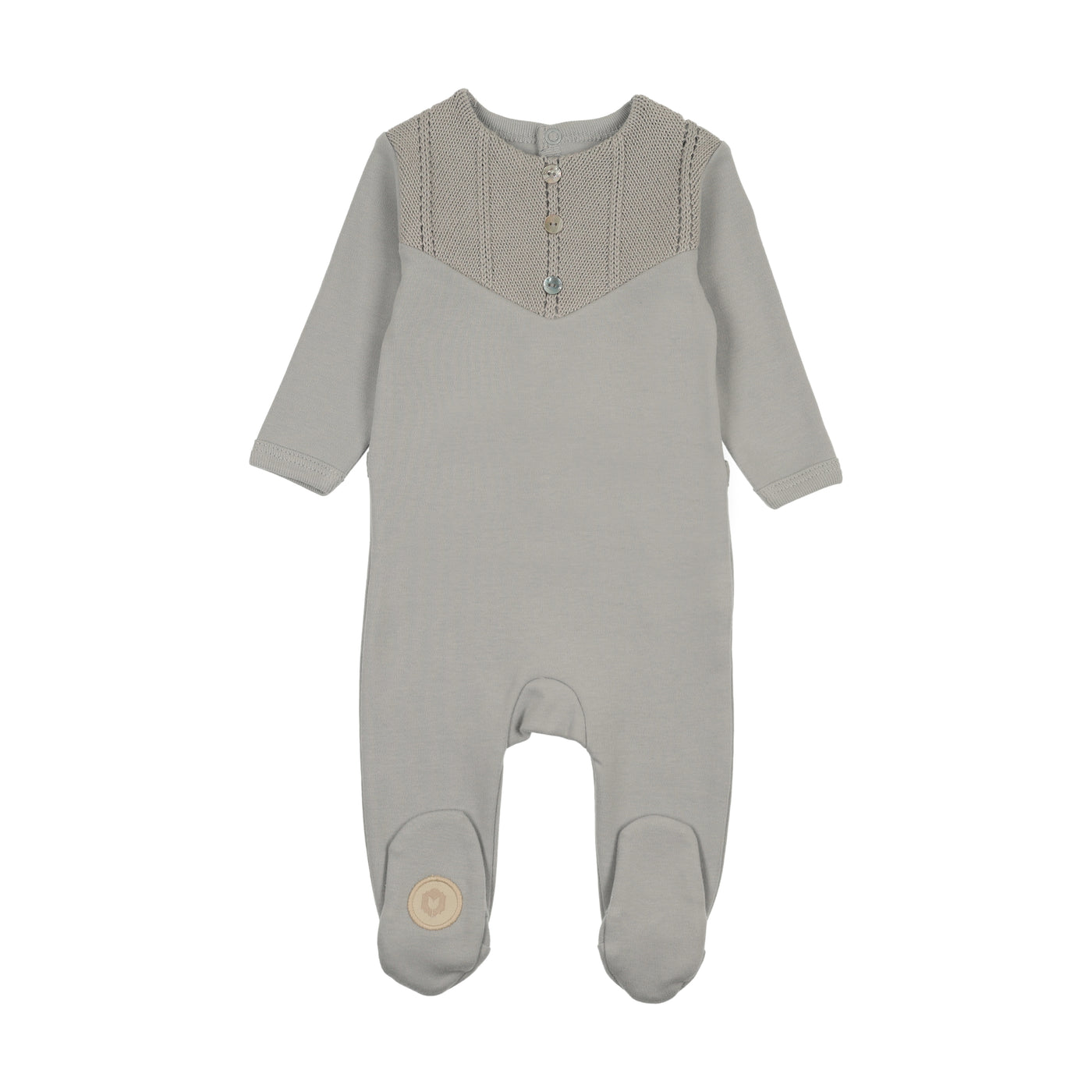 Mon Tresor V-Knit Henley Blue Haze Cotton Footie
